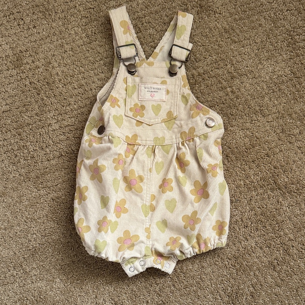 Wild Wawa corduroy floral overalls